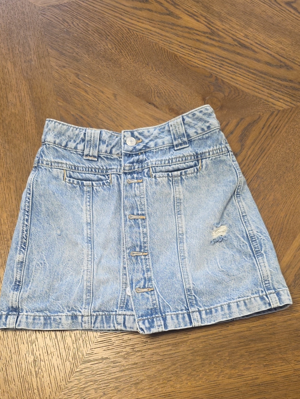 We The Free Light Blue Button-Front Denim Mini Skirt